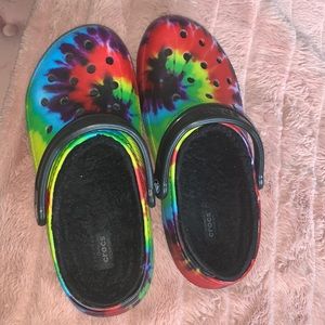 Multicolored Tie dye Women’s Crocs Used Size 9